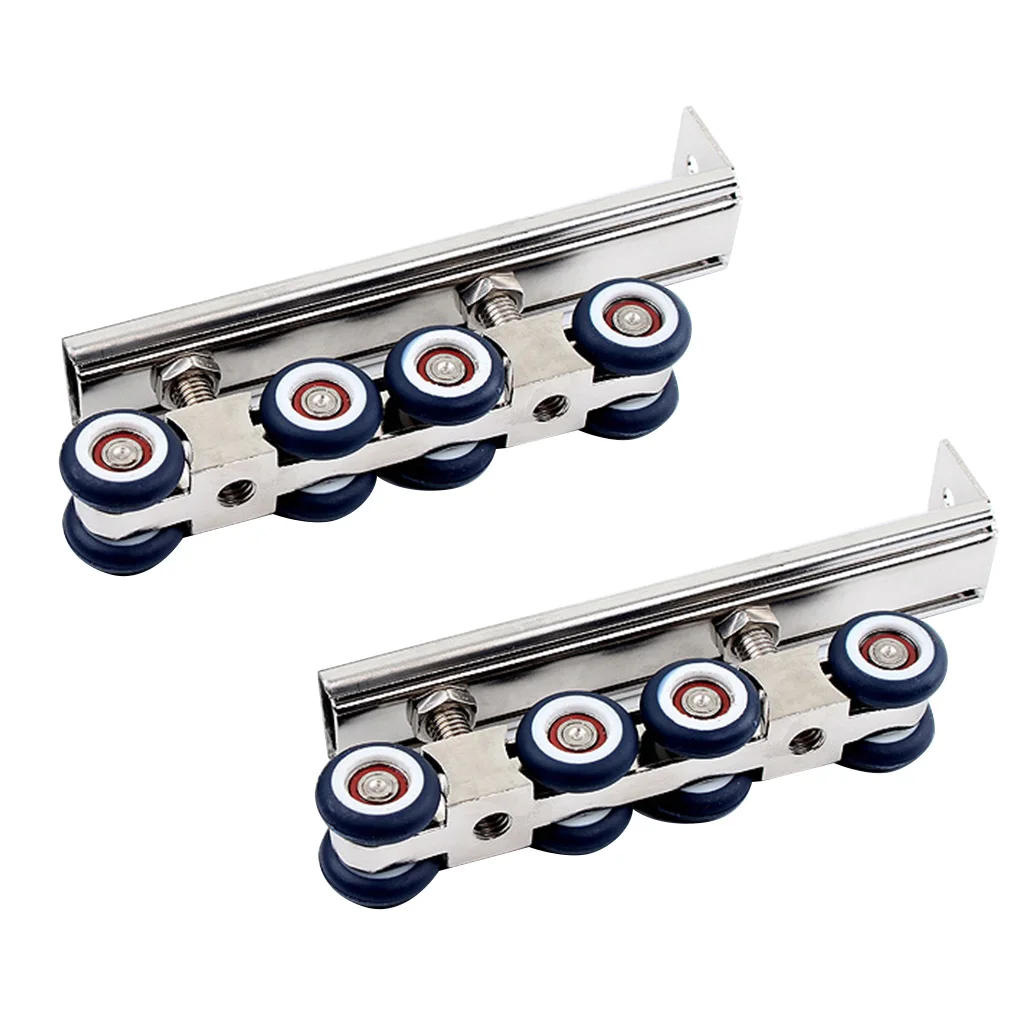

2pcs/set Sliding Door Roller 4/8 Wheels Home Room Wood Door Hanging Wheels Rail Track Pulley