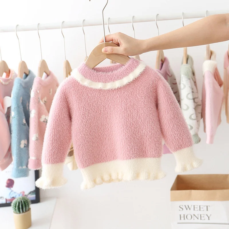 2019 Autumn Winter Sweater For Girls Baby Kids Children Ruffles Princess Knitwear Knit Pullover Sweaters Tops Outwear S10118 |