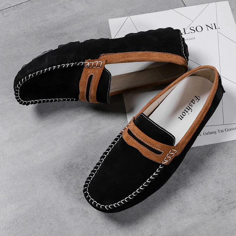

Comfortable Soft Cow Leather Shoes Men's Slip on Lazy Single Loafer Spring Autumn Casual Loafers for Man Moccasin Shoes