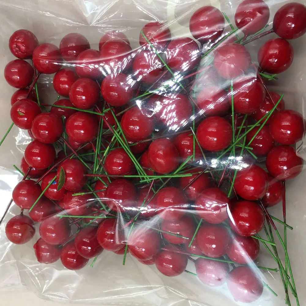 Рождественский DIY100pcs/Набор искусственных красных ягоды остролиста для дома