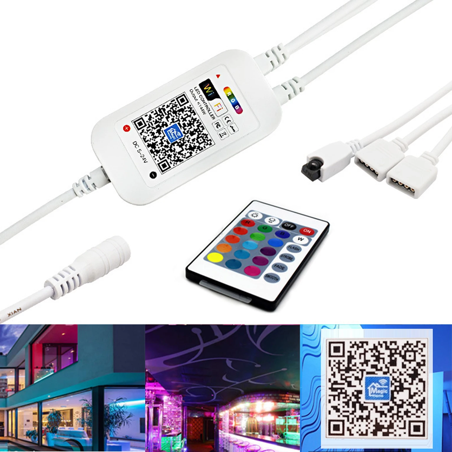 20 шт. Wi-Fi RGB контроллер с двойным разъемом 5-24 В постоянного тока мини музыкальный 24