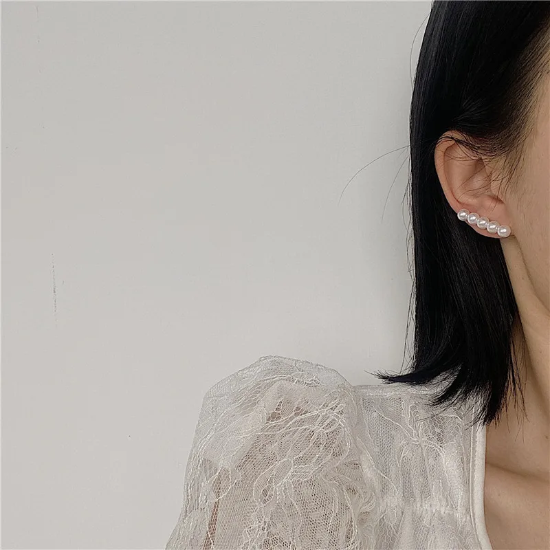 AOMU Korean S925 Pin Rhinestone Zircon Pearl Stud Earrings for Women and Girls - Small Simple Jewelry for Party and Wedding image 5