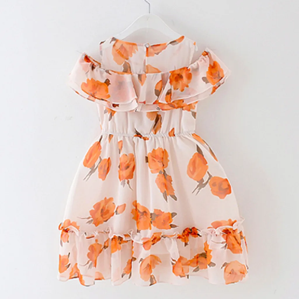 

Dress Kids Teen Children Girl Off Shoulder Ruffles Floral Print Dress Casual Dresses Vestidos De Verano