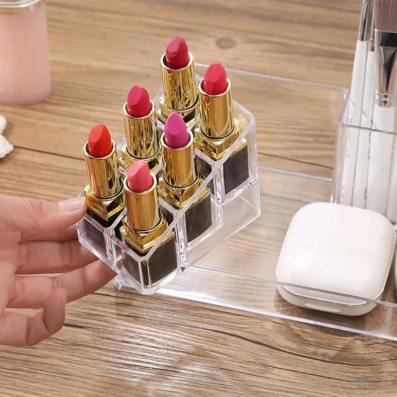 

Clear Acrylic 6 Grid Makeup Organizer Storage Box Lipstick Nail Polish Display Stand Holder Cosmetic Jewelry Organizer Box Case