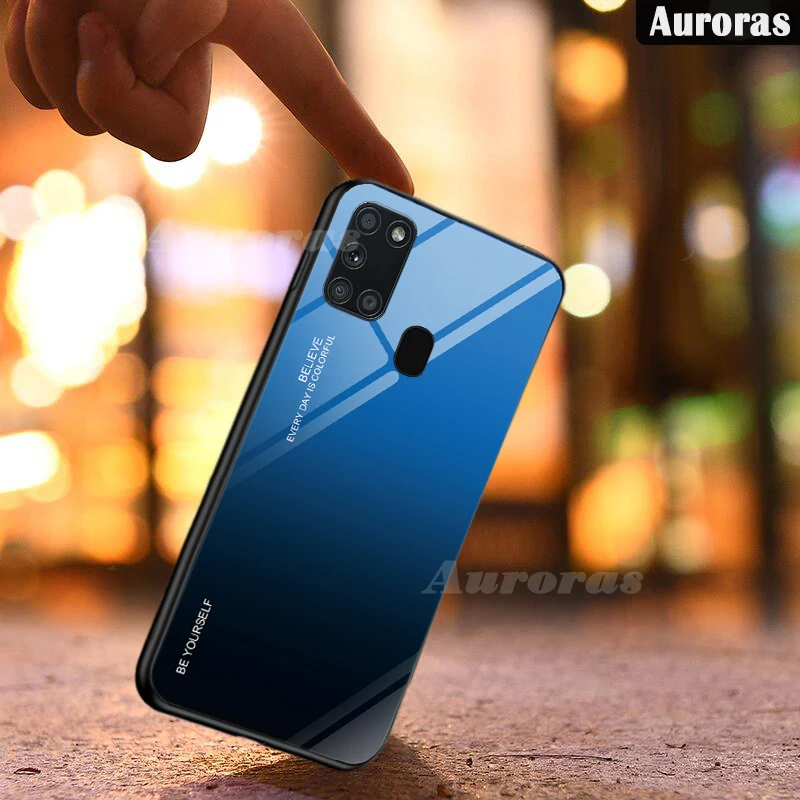 Чехол Auroras из закаленного стекла с градиентом для Samsung Galaxy A21S чехол телефона чехлы