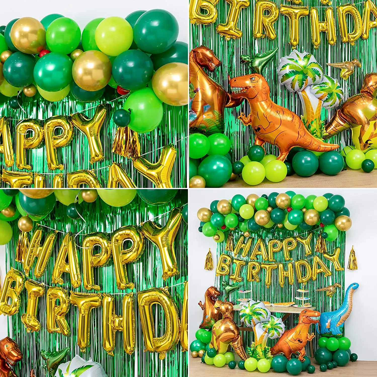 Dinosaurio decoraciones para fiesta de cumplea&ntilde;os arco de globos set de guirnaldas globos de feliz cumplea&ntilde;os cortinas para Dino de chico ducha fiesta-4