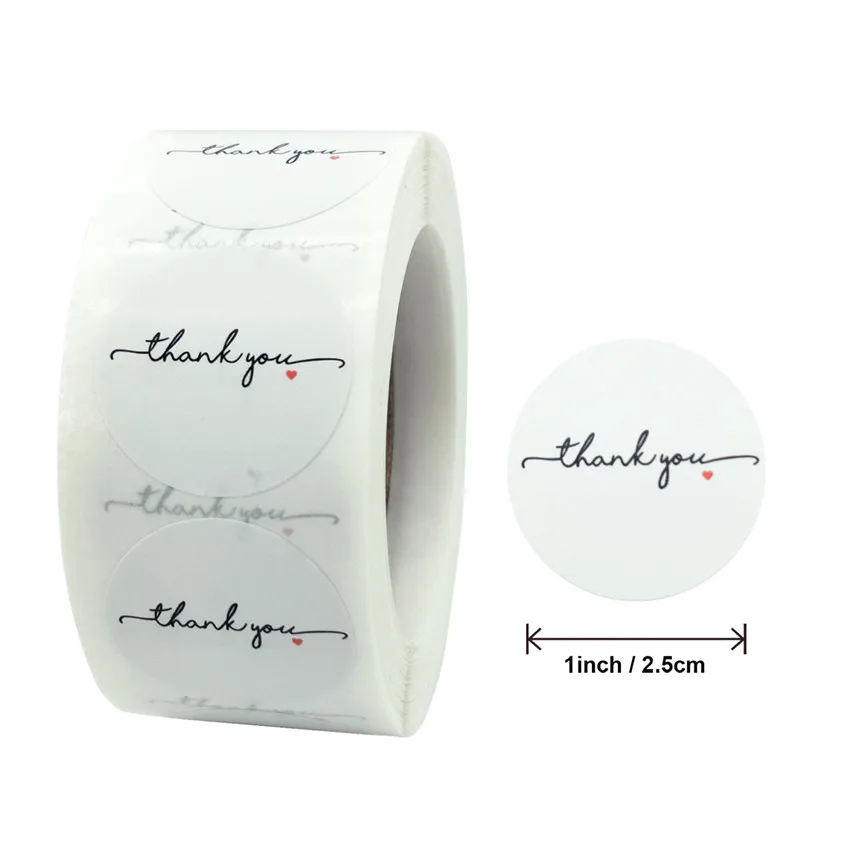 

100-500Pcs White Round Thank You Stickers Envelope Sealing Labels Gifts Packaging Wedding Party Decorations Stationery Stickers