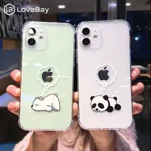 creative bear panda animal phone case for iphone 11 12 13 pro max clear shockproof lens protection for iphone x xs xr 7 8 plus free global shipping
