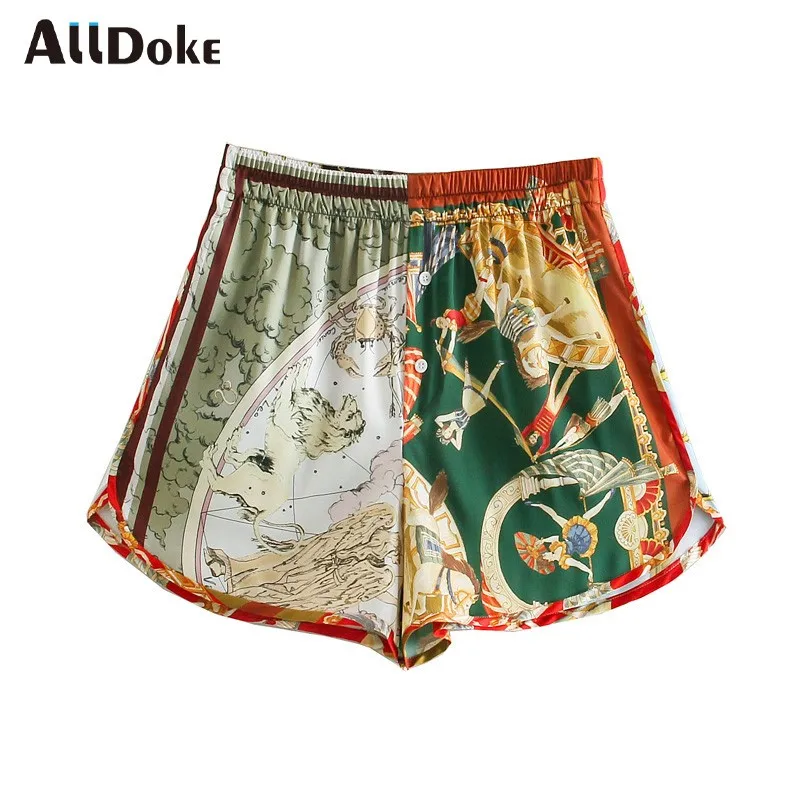 

Шорты Alldoke женские с геометрическим принтом, повседневные короткие с завышенной талией, в винтажном стиле оверсайз, с эластичным поясом, лет...