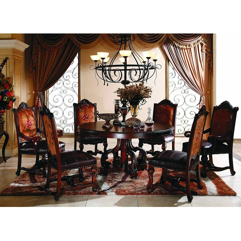 Роскошная антикварная мебель королевская для столовой стол со стулом