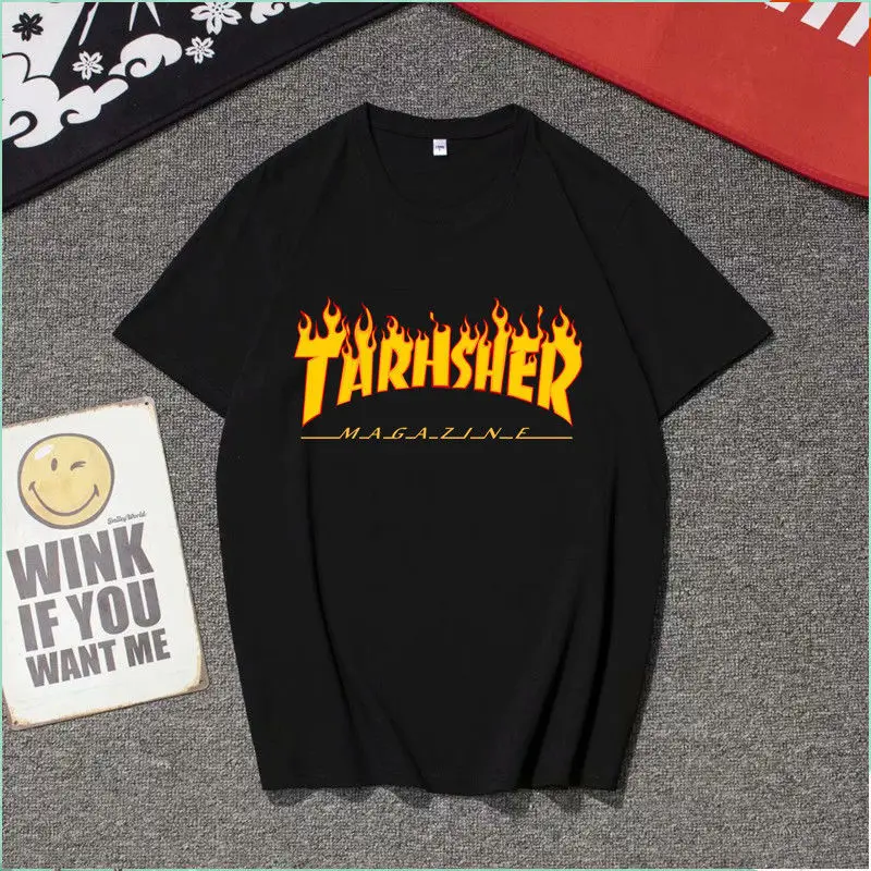 

Pure Cotton Hip-hop Men's and Women's T-shirt Printing Couple Short-sleeved T-shirt Students Loose Half-sleeved