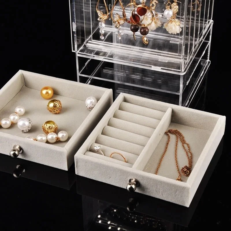 plastic jewelry organizer dust proof earrings holder jewelry storage drawer box necklace display stand jewelry storage rack ring free global shipping