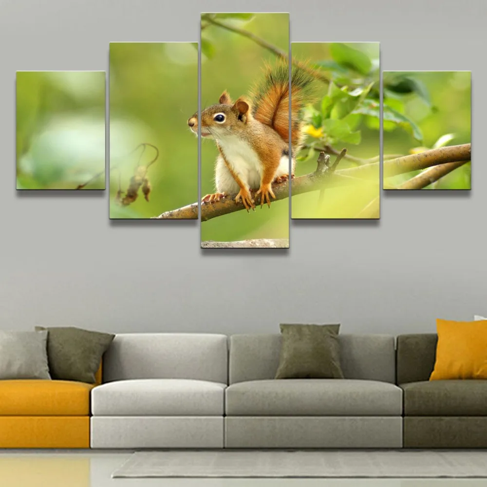 Настенное искусство домашнее украшение холст 5 шт. печатная белка животные