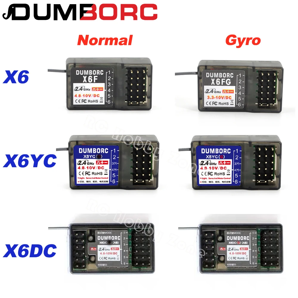 DUMBORC-receptor X6FG X6F X6DC X6DCG X6YC X6YCG 2,4G 6CH con giroscopio para transmisor DUMBORC X6 X4 X5, mando a distancia con luz LED-0