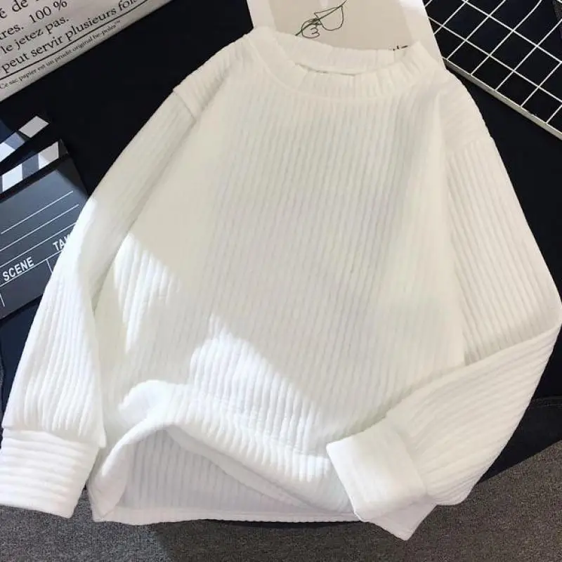 Sweater Women 2019 Autumn Winter New Solid Color Base Long Sleeve O Neck Fashion Loose Harajuku Slim Female Tops | Женская одежда