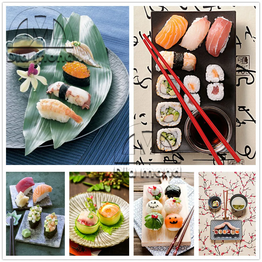 

5D Diy Diamond Painting Japanese Sushi Full Drill Handmade Mosaic Art Diamond Embroidery Cross Stitch Kits Kitchen Home Decor