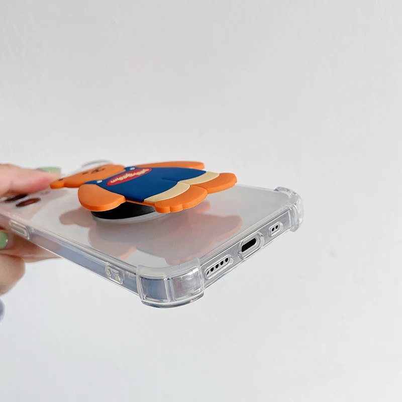 

Cute Sunflower Bear Stand Phone Case For iPhone 12 11 Pro Max 7 8 Plus SE 2020 X XR XS Max Cover Cartoon Soft Capa Clear Cases