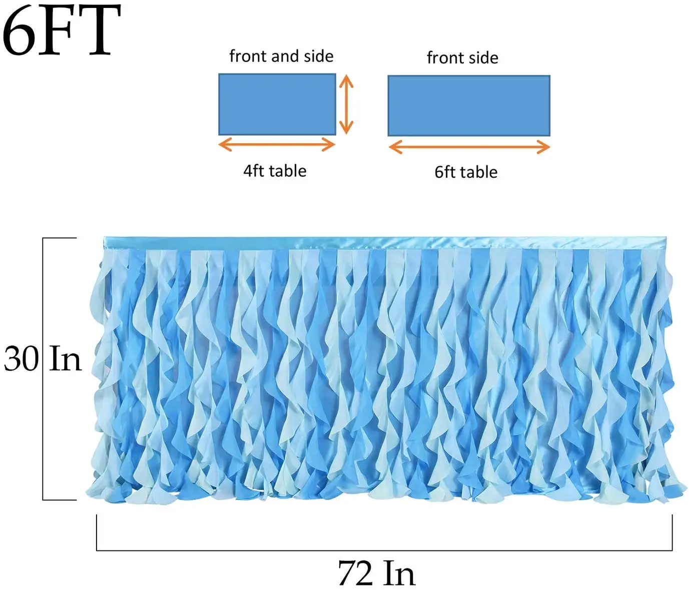 6 футов курчавая ива синяя кружевная юбка из тафты пачка тюля для круглого или
