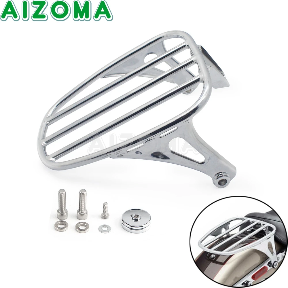 

Motorcycle Rear Solo Seat Luggage Shelf Support Rack Case Chrome for Harley Softail Slim FLSL Street Bob FXBB 2018-2020 2021