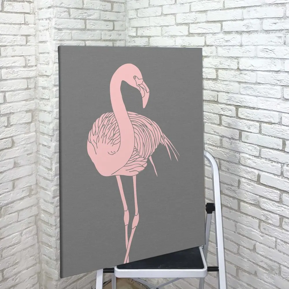 Картина Задумчивый Фламинго на холсте с подрамником / Российской производство