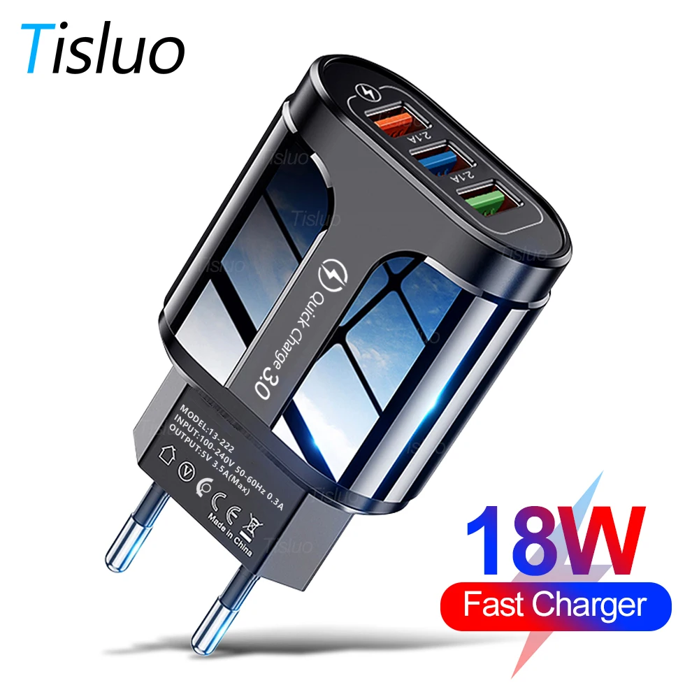 

18W USB Charger Quick Charge 3.0 Travel Charger for iPhone 11 8 Samsung Xiaomi Port Fast Charging Wall Mobile Phone Charger