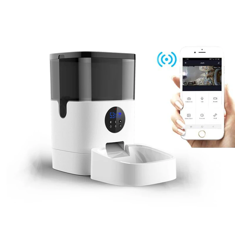 4L Cat автоматические кормушки белый Цвет с прозрачным видео голос Собака Смарт 2 4G