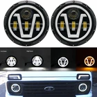 Фара светодиодная для Lada 4x4 Niva Urban Bronto UAZ Hunter suzuki samurai, 7 дюймов, с гало, кольцевая фара с янтарным поворотным сигналом