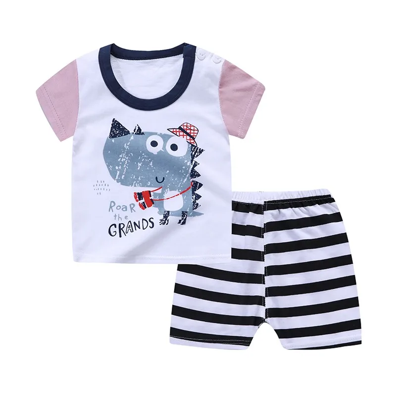 Casual Toddler Outfits Baby Boy Summer Clothes Newborn Boy Clothing Set Sports T-shirt+ Shorts Suits Leaves Print Clothes - Цвет: SZ1252-A4