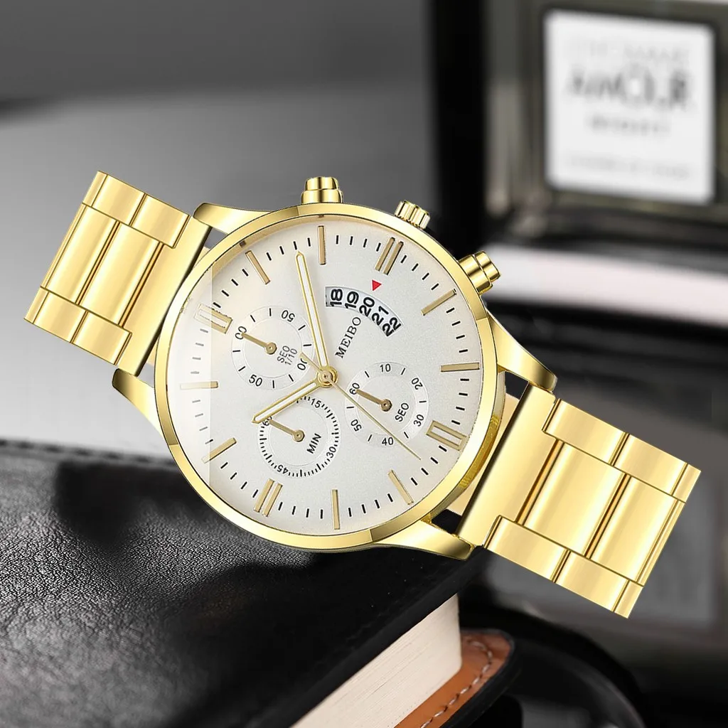 

Luxury MEIBO Sleek Minimalist Stainless Steel With Three-Eye Men's Quartz Watch High-quality Waterproof Stainless Steel Watches