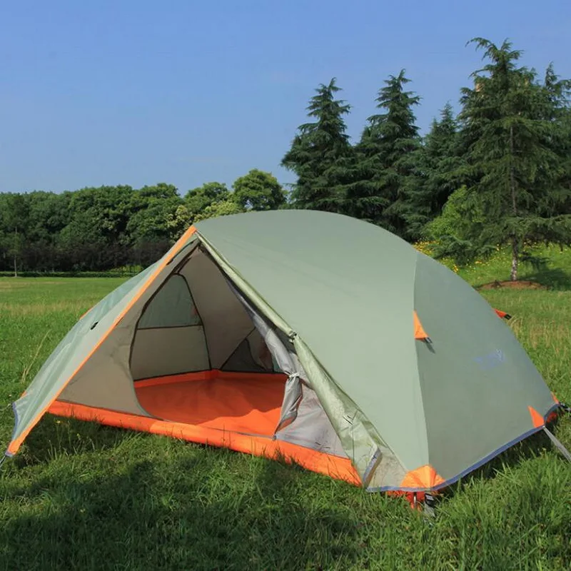 

Double outdoor camping tent. Double-layer aluminum pole tent, wild windproof and anti-storm rainproof survival camping shelter