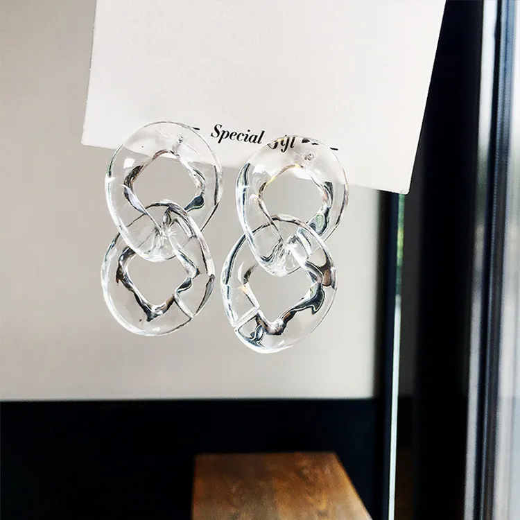 Модные африканские панк хип-хоп крупные прозрачные акриловые серьги-цепочки