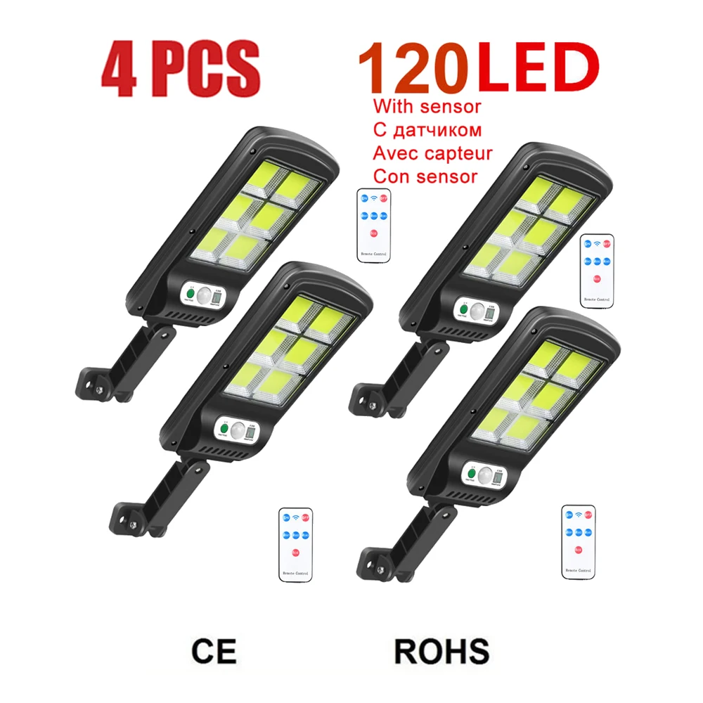

4pcs tabular oblong 128 COB LED Solar Light PIR Motion Sensor Outdoor Lighting Garage Security Lamps Garden Décor Solar Wall Lam