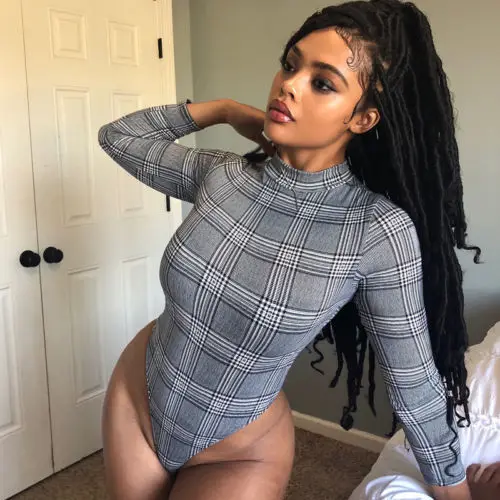 Женский облегающий костюм клетчатый плед с длинными рукавами принтом бандаж