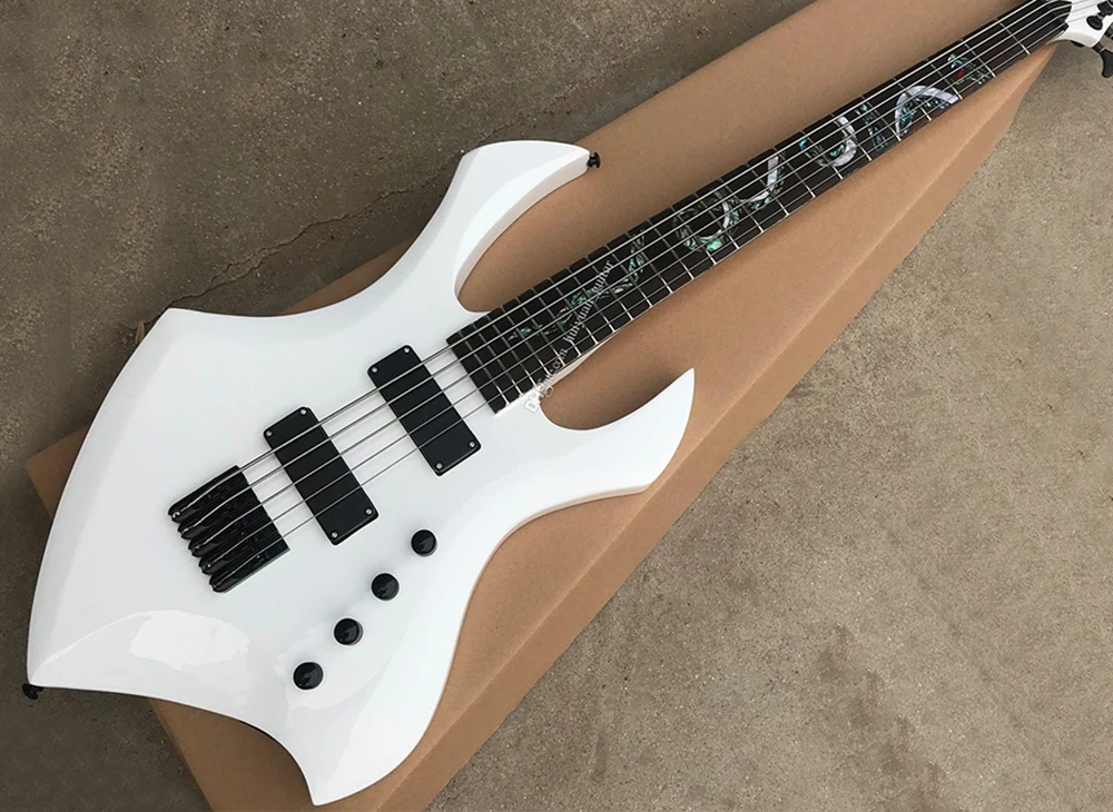 5 струн белый комплект электрический бас с подставкой из розового дерева