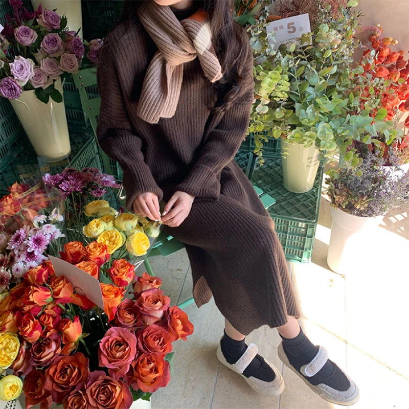 Wavsiyier Fashiond Loose Vintage Cute Solid Thick Winter Sweater Dress Women 2020 Autumn Korean Pullover Jumper Knitted Elegant