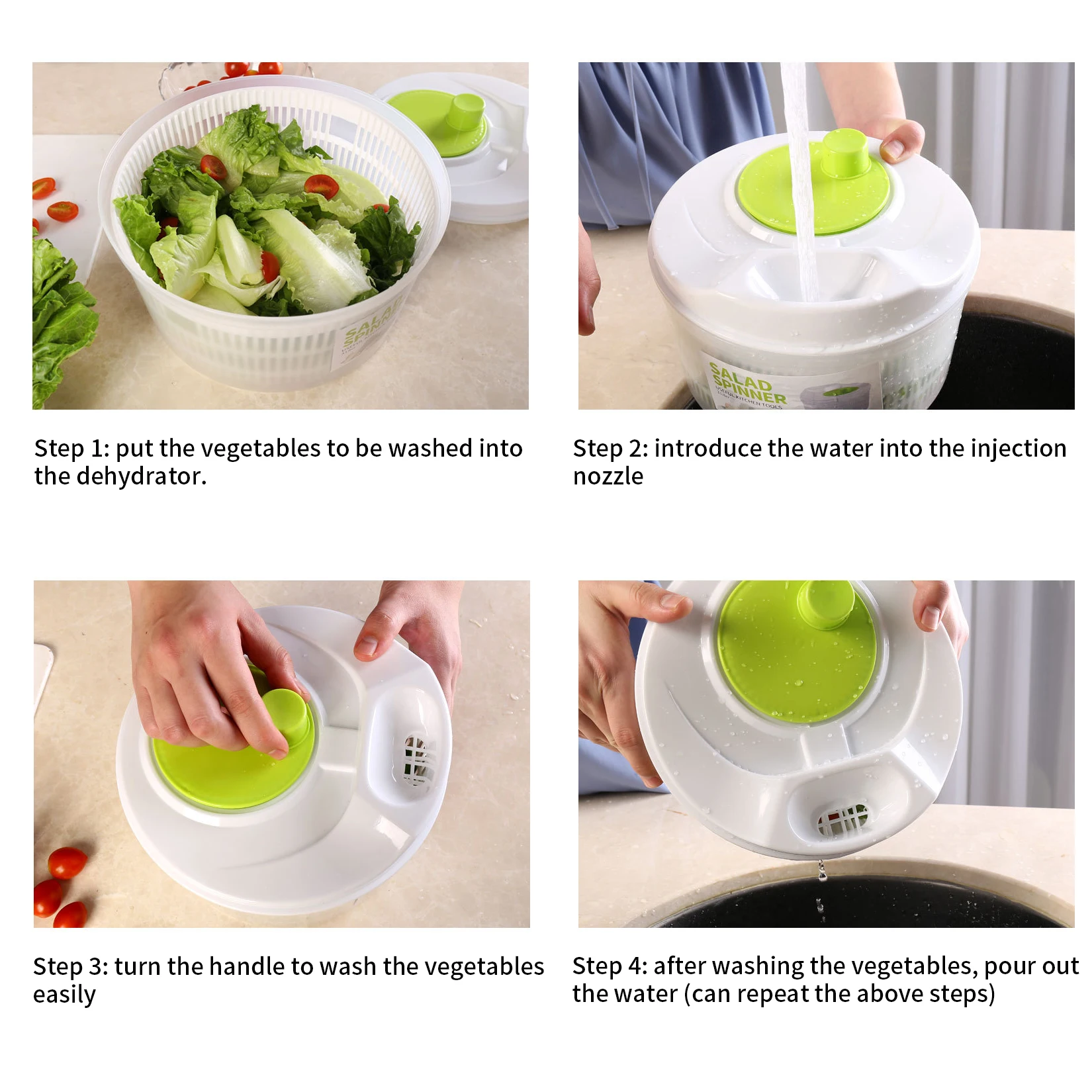 

Salad Spinner Plastic Vegetable Fruit Dehydrator Multifunctional Household Quickly Dryer Basket Home Manual Kitchen Gadgets Tool