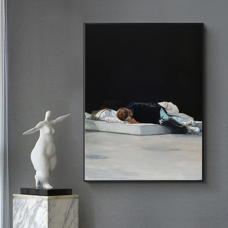 Пустыня Одинокий человек напечатанная Картина на холсте черный белый девушка