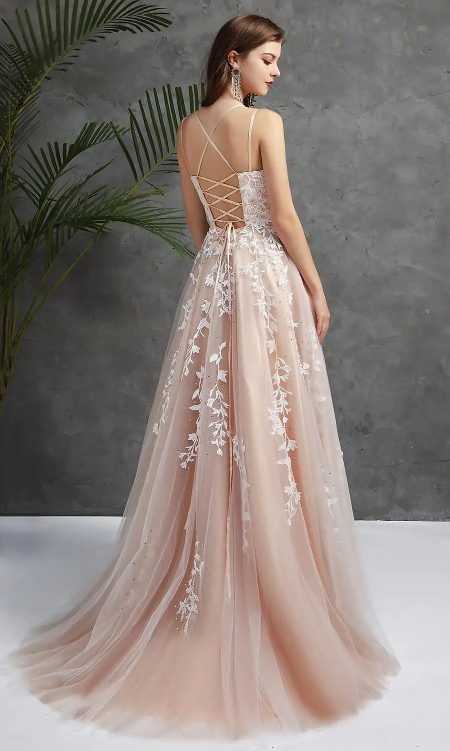 Lace Appliques Spaghetti Straps Prom Dresses for Women - Long, Lace-up Back, Sleeveless Formal Evening Party Gowns (Vestido De Festa) image 5