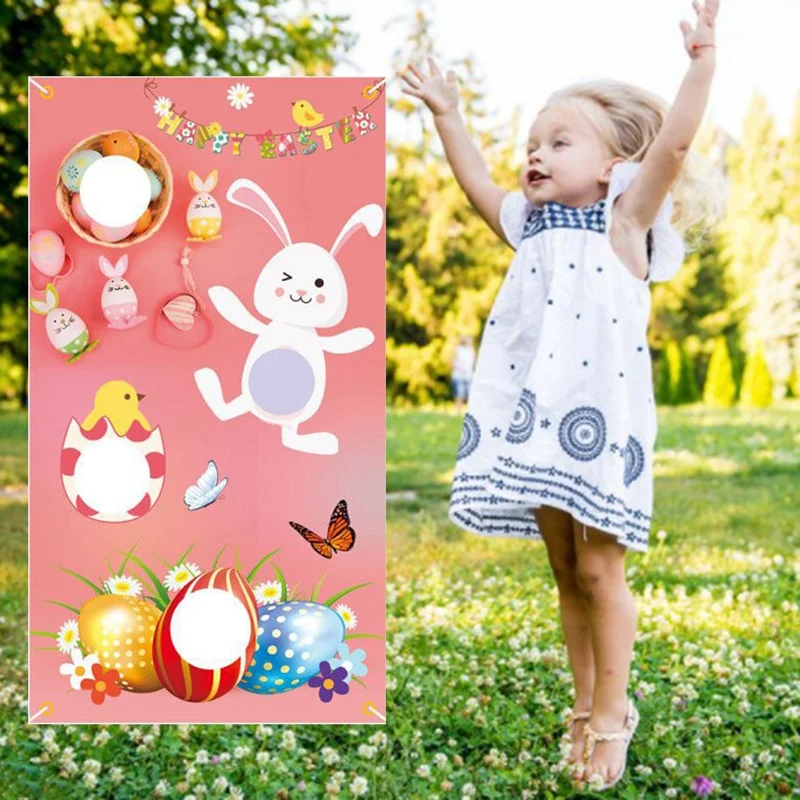 

Easter Day Game with 2 Bean Bag Funny Cute Rabbit Sandbag Game Easter Flag Pitch Outdoor Indoor Party Game