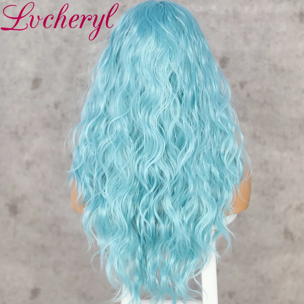 Lvcheryl синтетические кружевные передние парики длинные светло голубые волосы