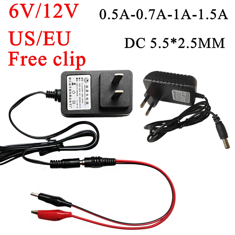 

US EU Plug 6V 12V children's electric car charger, baby electric car, motorcycle ATV round hole charger with clip,