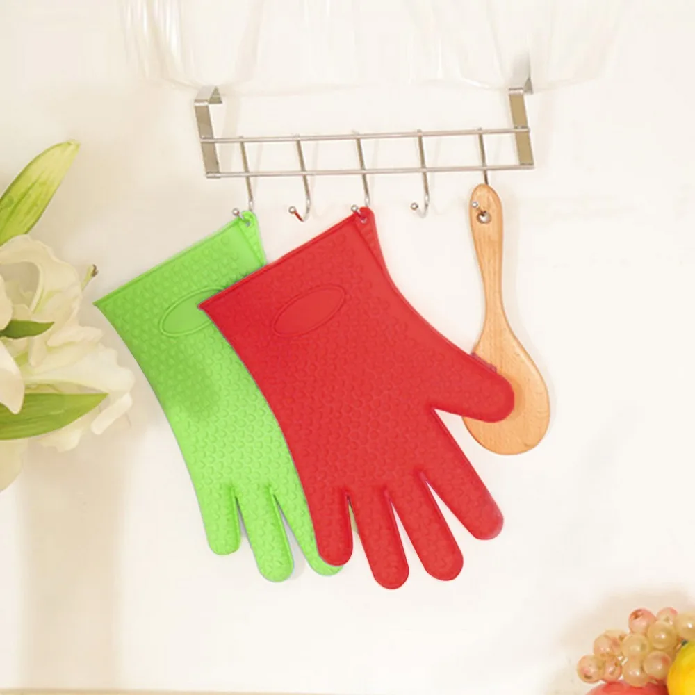 

Kitchen Microwave Mitt Insulated Oven Heat Resistant Silicone Glove Oven Pot Holder Baking BBQ Cooking Non-slip Tools