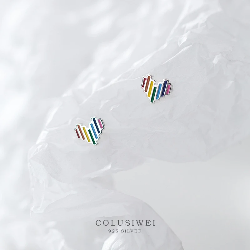 Colusiwei красочные серьги гвоздики в форме сердца для женщин Аутентичные