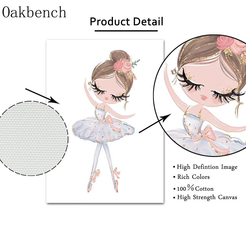 Картина на холсте с изображением балея и девочки Настенная картина для детской
