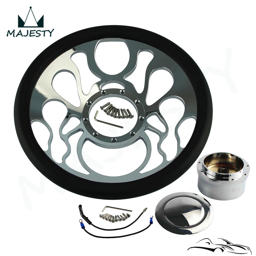 14 &quot9-болтовое хромированное алюминиевое половинчатое рулевое колесо + Звуковая