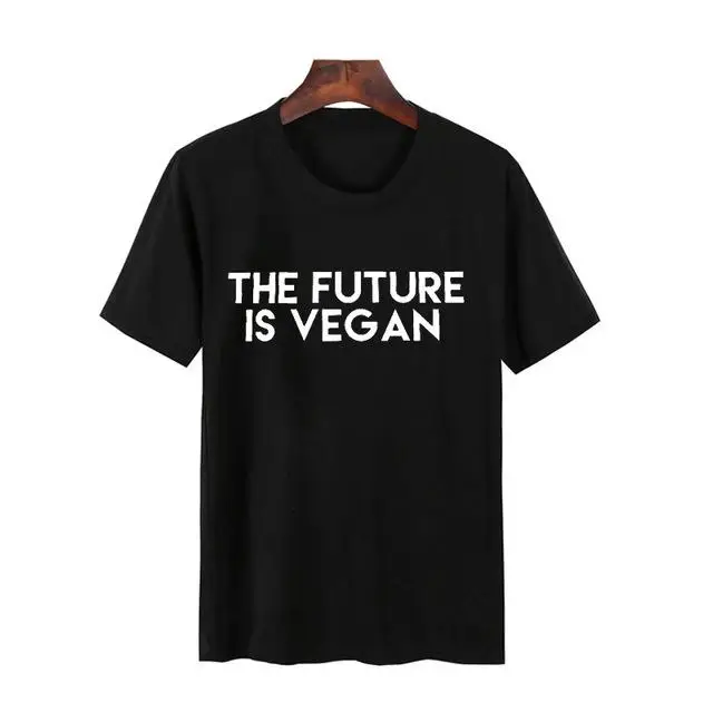 Женская Винтажная Футболка с принтом Будущее-Веган 100% хлопок