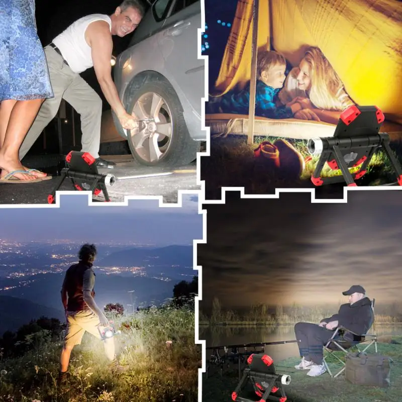 

Portable LED Working Light 2COB 1LED USB Rechargeable Flood Light 360Rotation Magnetic Stand Work Light For Car Outdoor