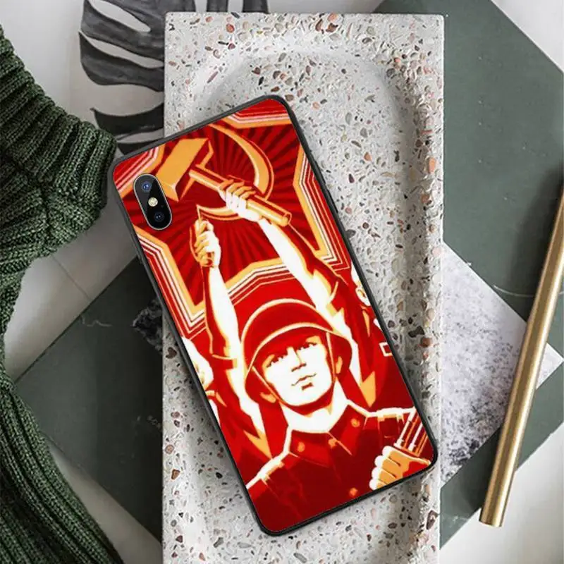 

Soviet Union USSR Flag worker Red Phone Case for iPhone 11 12 pro XS MAX 8 7 6 6S Plus X 5S SE 2020 XR