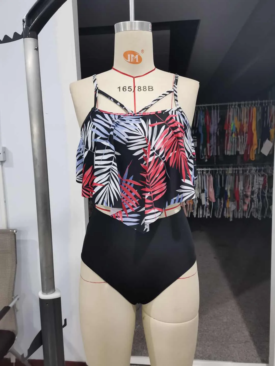 

High Waist Bikini Set Ruffle Sling Biqini Floral Print Swimsuit Belly Cover Bathing Suit High Waist Swimwear Slim Tankini badpak