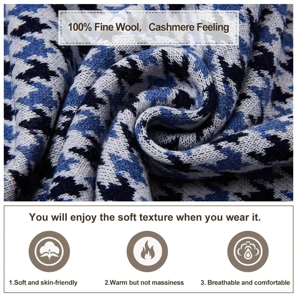 

Men Winter Cashmere Scarf Soft Warm - Long Cotton Scarves